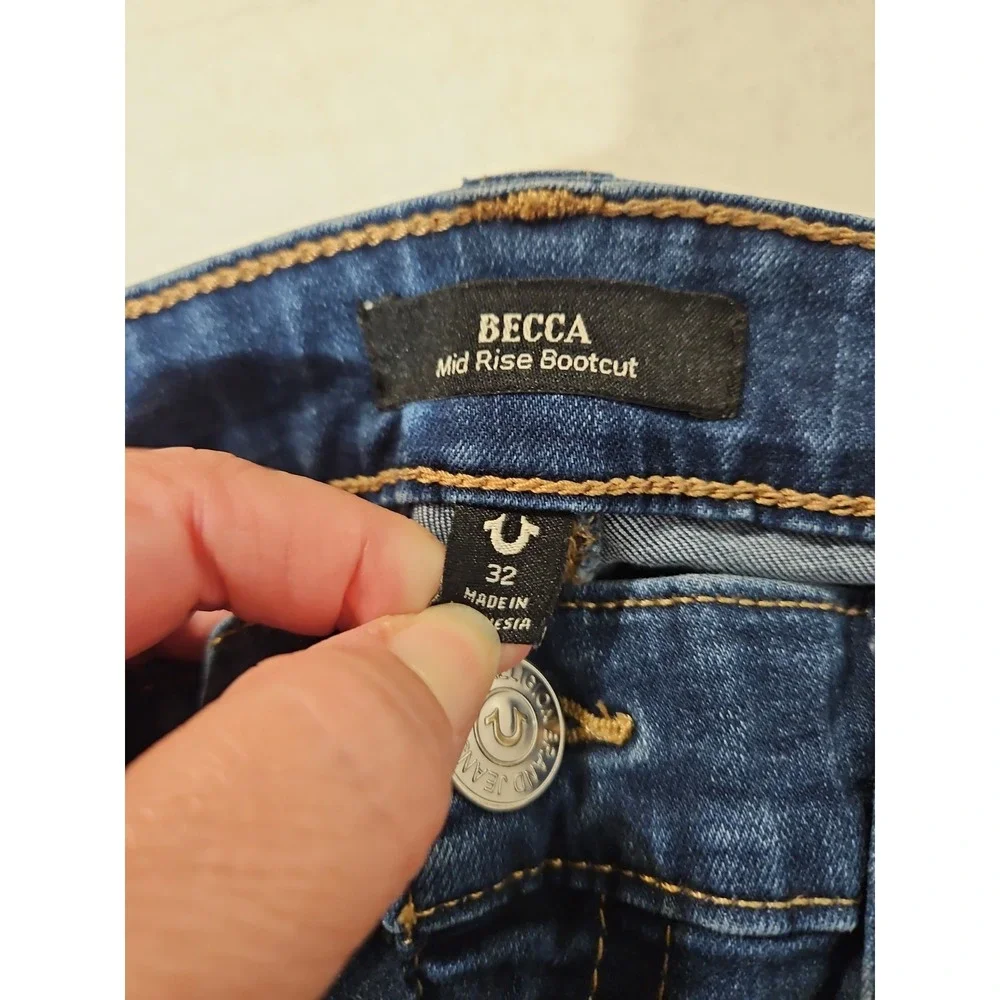 True Religion Jean Becca Mid Rise Bootcut Jeans Womens Size 32Wx30 Inseam (1865